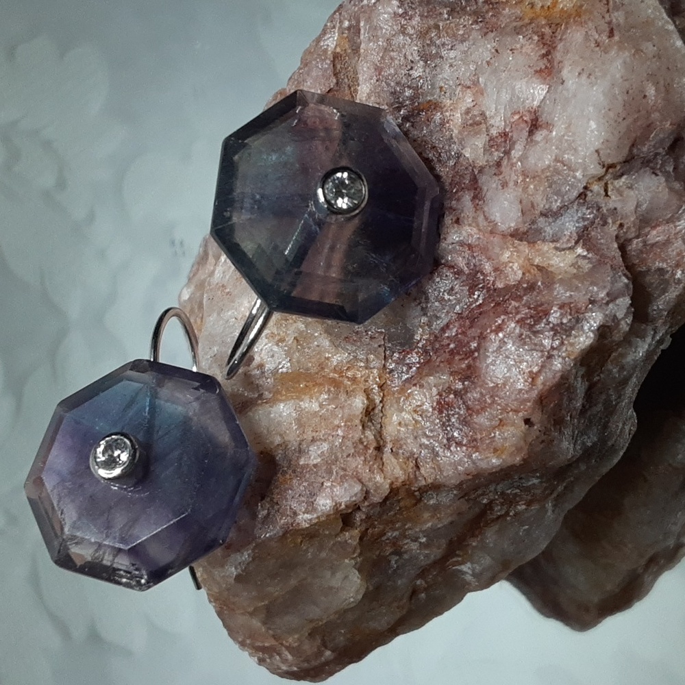 925 Bi Color Fluorite Earrings. PRICE IS FIRM. - Picture 1 of 7